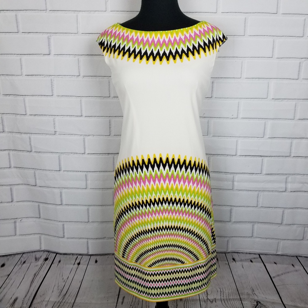 Maggy London Cap Sleeve Ivory Shift Dress